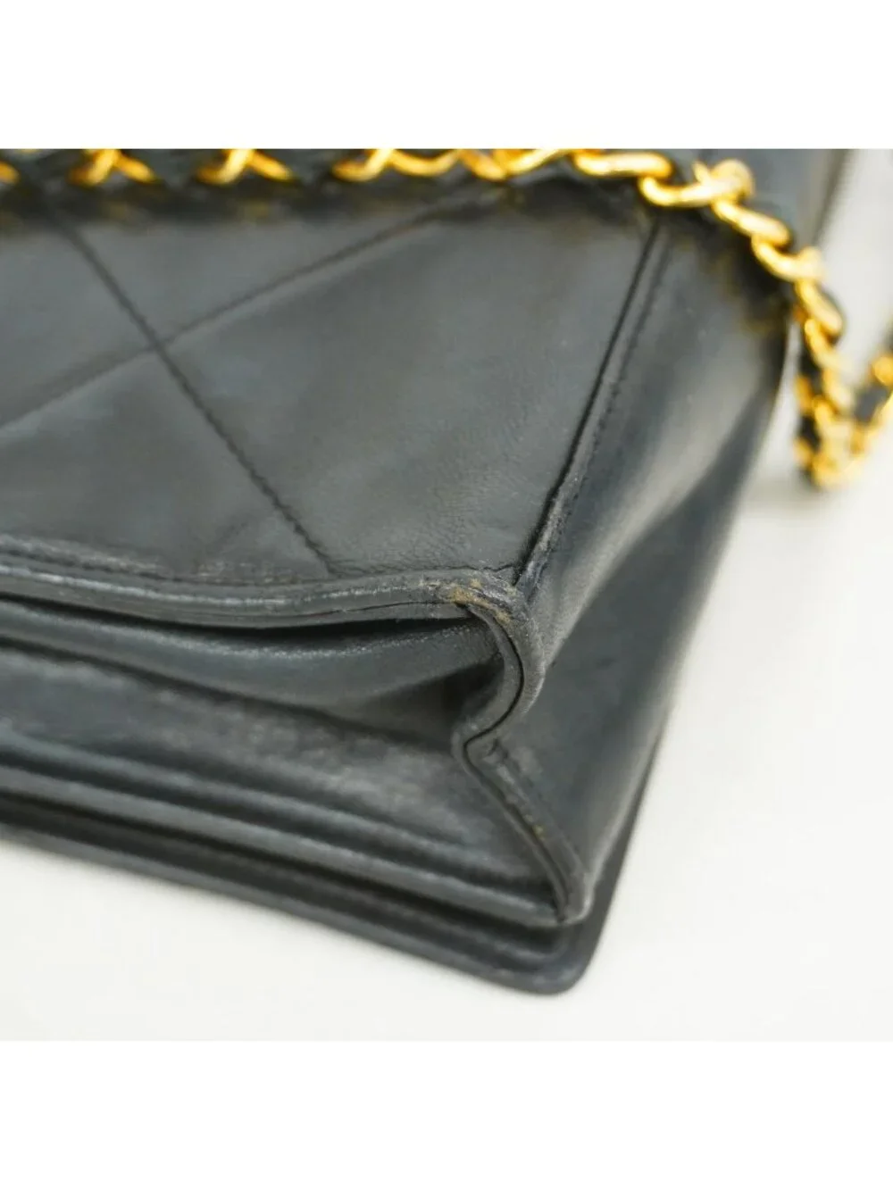 Chanel Shoulder Bag Lambskin Black Gold
